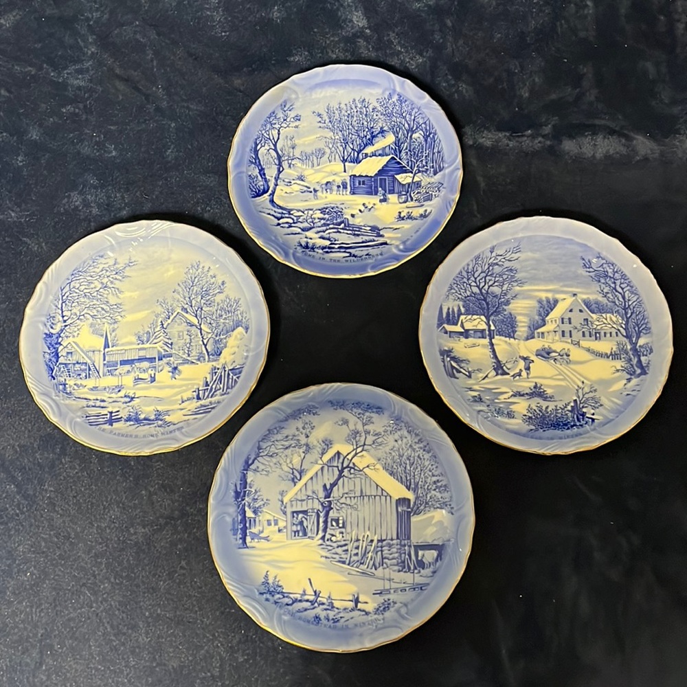 Set of Currier and Ives Winter Plates